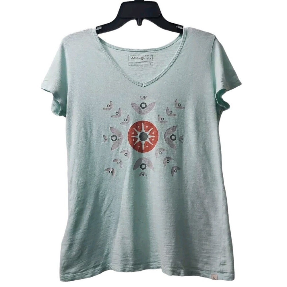 Eddie Bauer Sleepwear Top V-Neck Graphicโ Print Short Sleeve Tee S